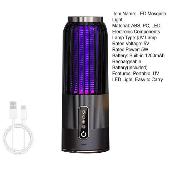 Electric Mosquito Zapper USB Rechargeable Fly Zapper with UV LED Light Indoor Outdoor Cordless Portable Fly Trap Solar LED Mosquito Light