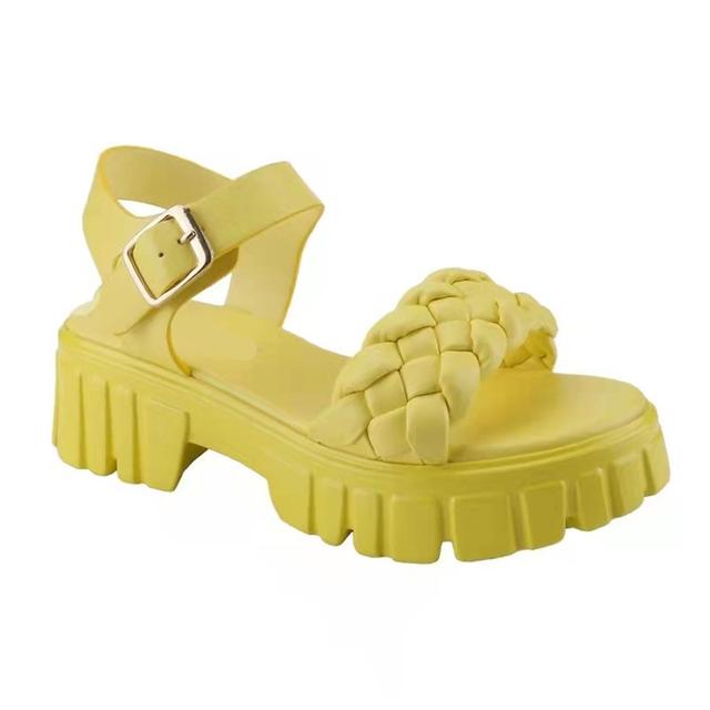 Woven Platform Sandals Women  Summer Candy Color Ankle Strap Gladiator Shoes Ladies Thick Heels Sandalias Mujer Plus Size 43