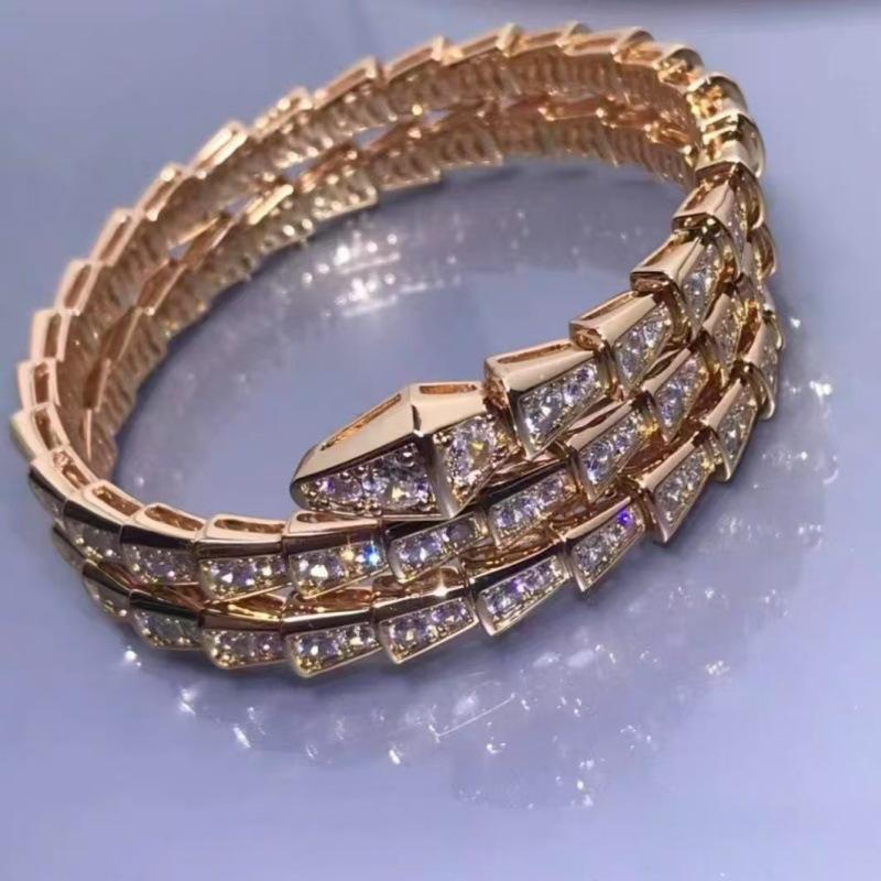 925 Silber CNC Voll Diamant Geister Schlange Armband Leichter Luxus Stil Chalcedon Fritillary Feder Lebender Mund Armband
