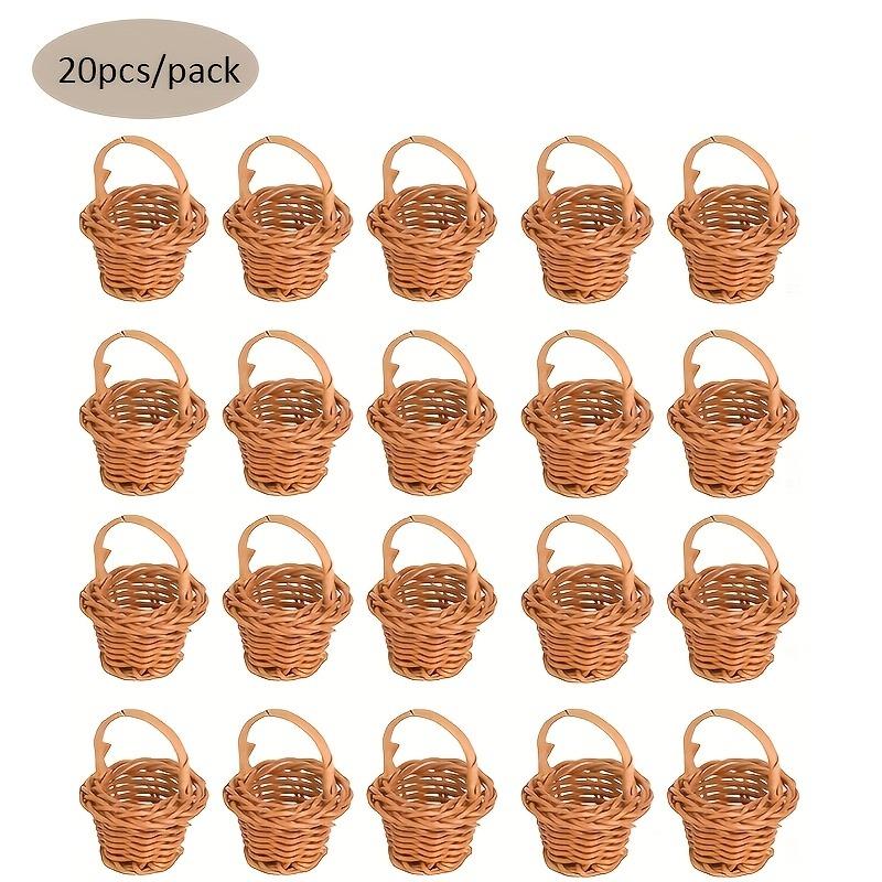 15/20 Stück Mini-Dekokörbchen Set Imitation Rattan Geflochten mit Griffen Miniatur Plastik Geflochtenes Körbchen Foto Requisiten Kleiner Korb