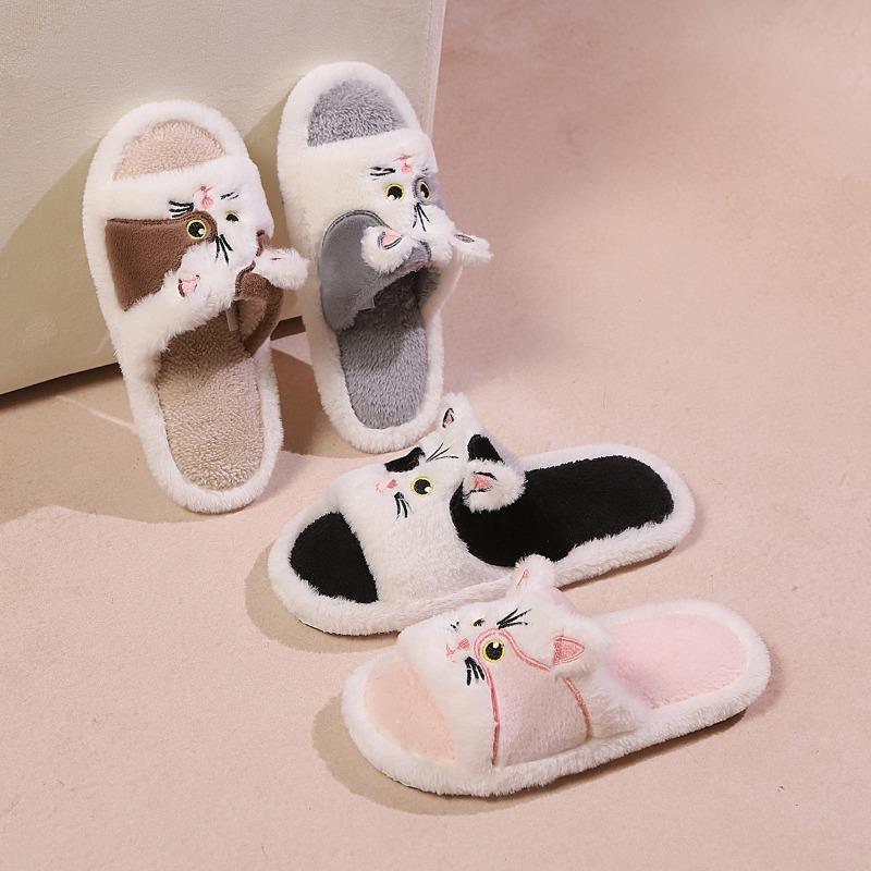 New Fashionable Cartoon Cute Shoes and Warm One-line Furry Slippers