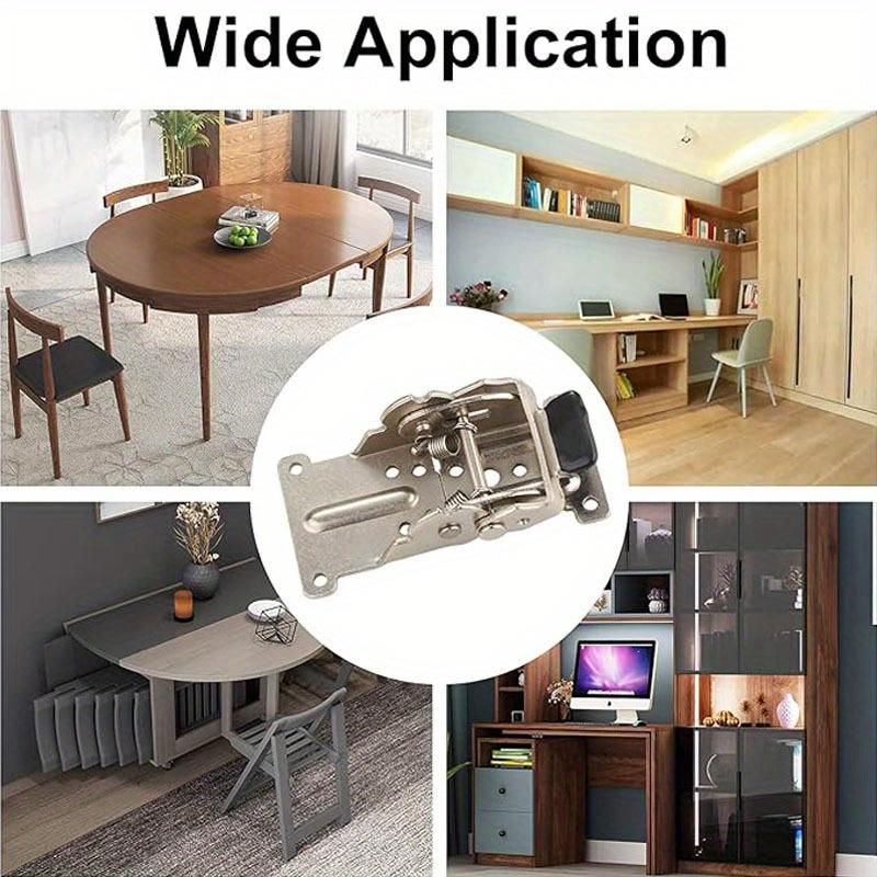 4pcs 0-90-180 Degree Folding Table Legs Bracket Hardware Self Locking Hinge Foldable Legs Lock Extension Support Bracket for Tables Chair Beds Garage