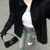 Plus Size Casual Long-Sleeve Plain Shirt for Spring and Autumn