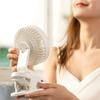 Mini ventilator cu clips, ventilator de birou puternic reîncărcabil prin USB, afișaj digital cu 3 viteze reglabile