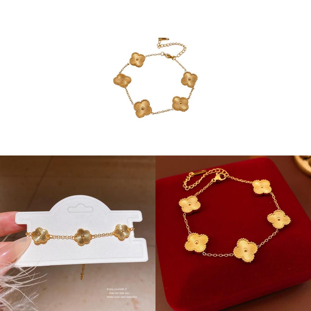 New Chinese Style Titanium Steel Flower Bracelet With Dshaped Pattern For Women