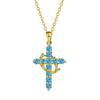 Delicate Rotatable Crown Zircon Cross Pendant Necklace for Women Stainless Steel Chain Birthstone Necklace Jewelry Birthday Gift