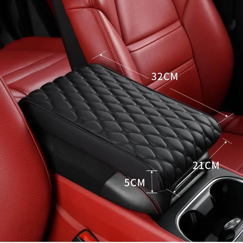 Car Armrest Mat Center Console Memory Foam Vehicle Arm Rest Box Pads PU Leather Arm Rest Protection Cushion Storage Pocket