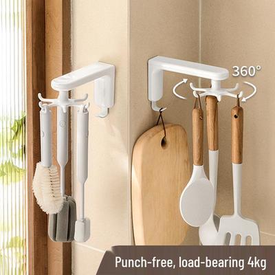 Wall-Mounted Rotating Kitchen Spatula & Spoon Storage Rack