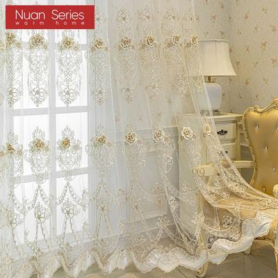 1PC Nuan Serie Europäischen Stil Luxus Dreidimensionale Stickerei Transparente Gardine für Wohnzimmer Schlafzimmer Fenster Dekoration Wohnkultur