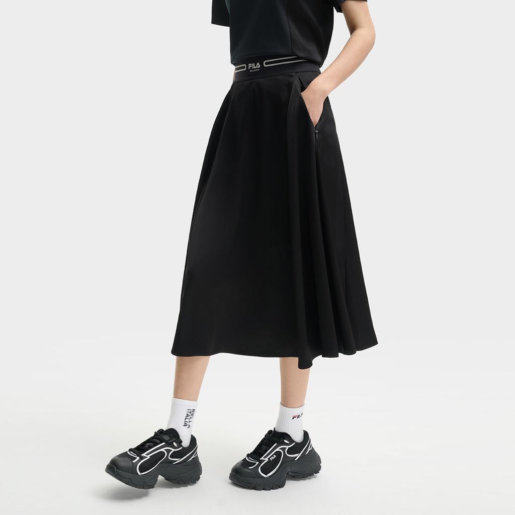 New FILA MILANO Collection Casual Long Skirt Women's Jet Black F11W525303F-BK