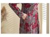 High-End Ethnic Print Long-Sleeve Cheongsam Dress - Women's Mid-Length Fashion for Autumn/Winter