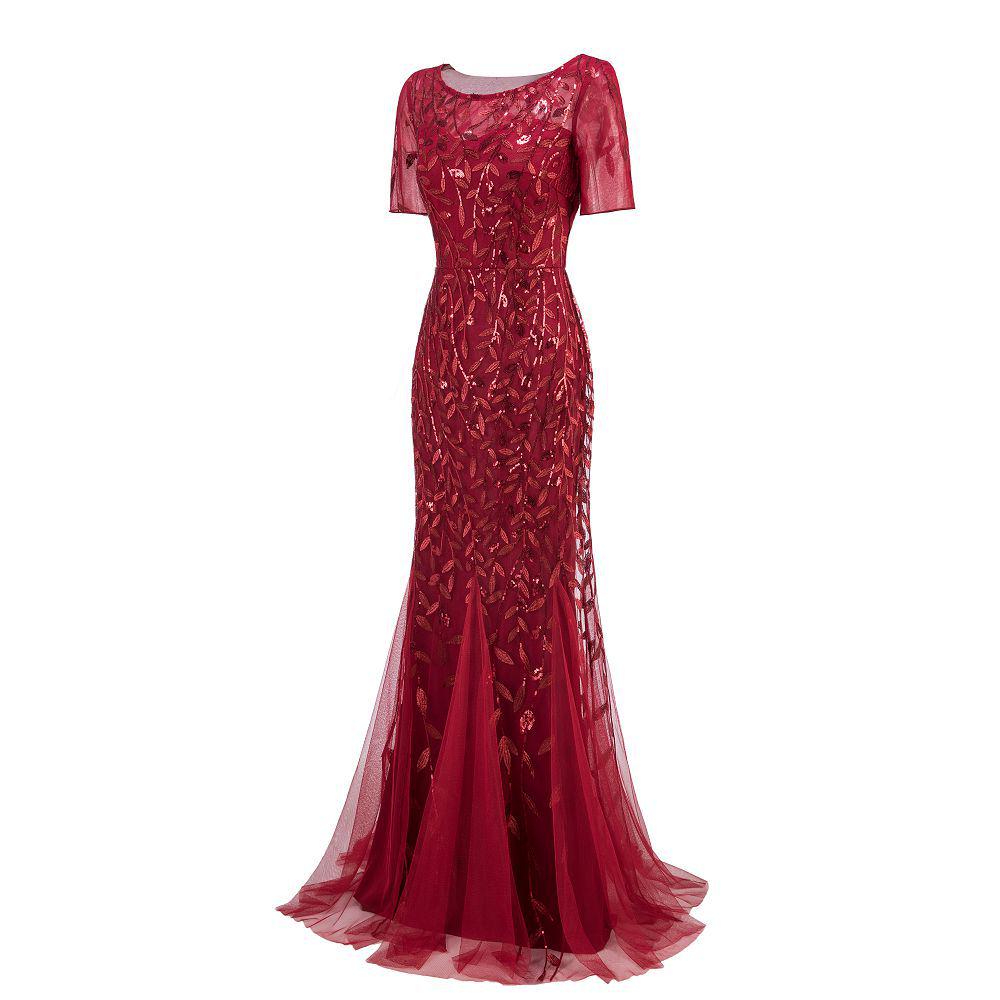 2024 Spring/Summer European-American Slimming Sequin Mesh Fishtail Evening Gown for Women