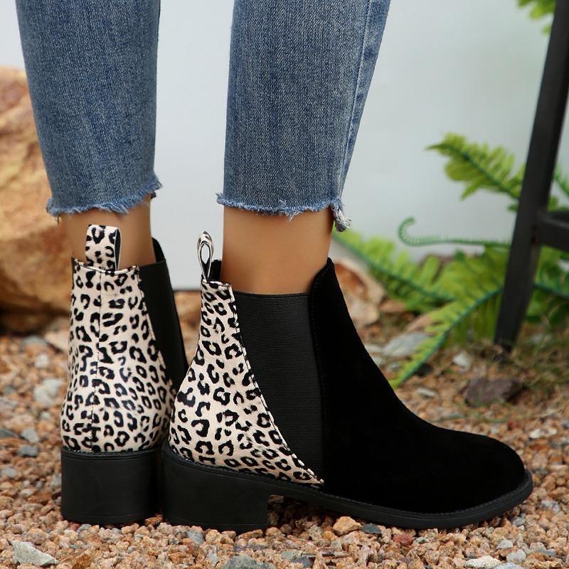 Fashion Women's Shoes Ankle Women's Boots  Sale Slip-on Modern Boots Women New Leopard Print Shoes for Women Zapatos