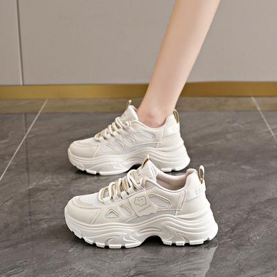 CRLAYDK Fashion Chunky Sneakers for Women Platform Mesh Casual Dad Shoes Lace Up Comfortable Walking Wedge Sport Work Tennis