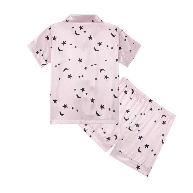 Sommer Mädchen Chiffon Pyjamas Seide Pyjama Shorts Sets Pyjamas Kinder Sterne Mond Druck Mädchen Nachtwäsche Set Kleidung für Teenager