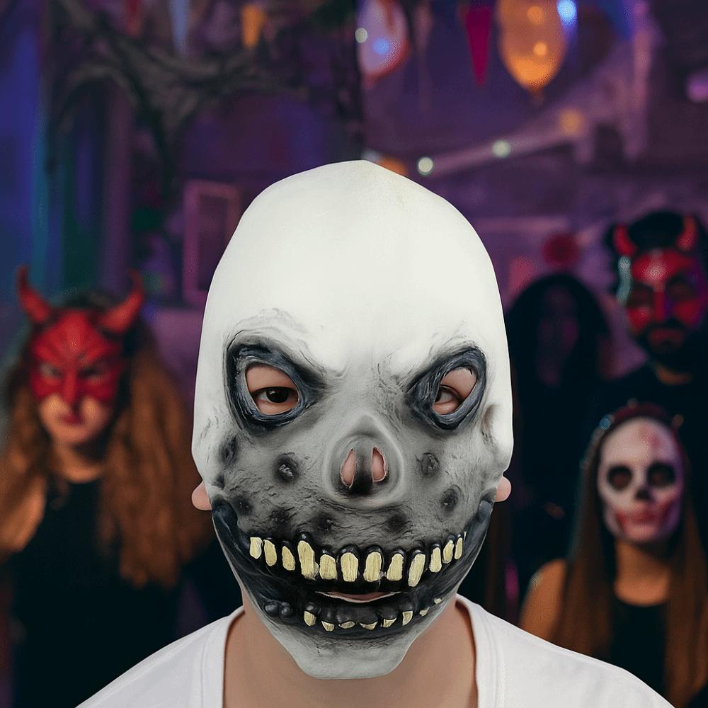 Latex Scary Skull Headgear Realistic Terrifying Cosplay Mask Halloween Skull Mask  Halloween Party