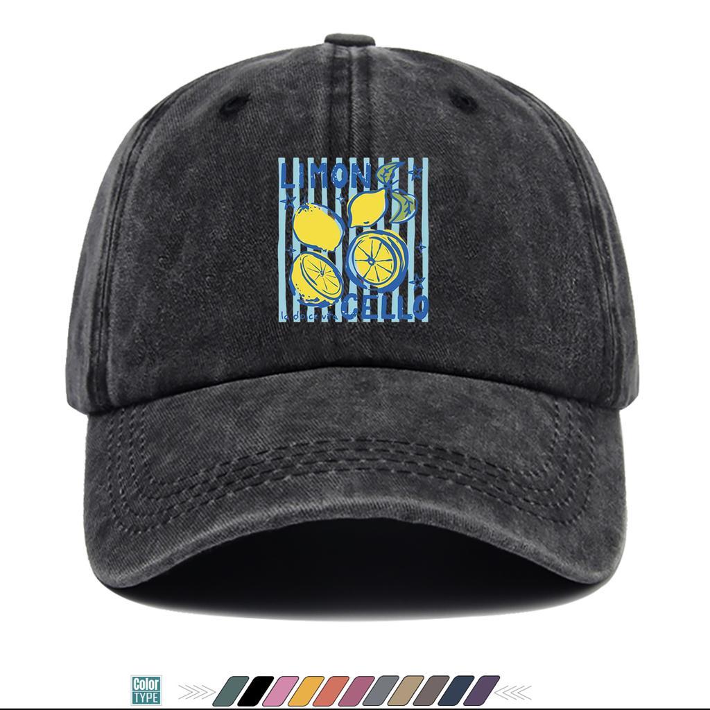 pc LemonThemed LIMONCELLO Printed Baseball Cap Fresh BlueYellow Contrast Design Comfortable Breathable Duckbill Hat Fash