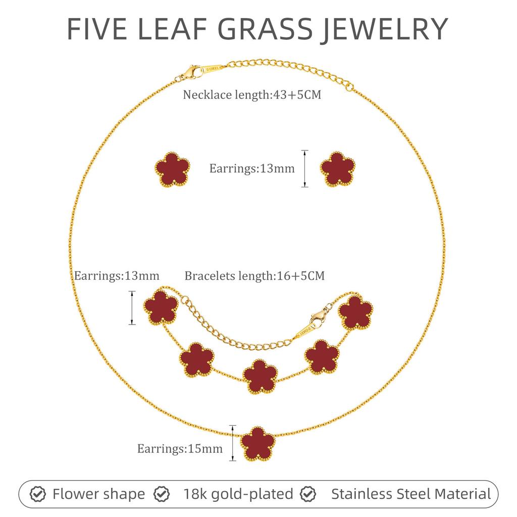 Ensemble collier, bracelet, boucles d'oreilles couleur Or 18 carats pour femmes, Pendentif fleur en acier inoxydable, Cadeau d'anniversaire pour Maman, Épouse, Petite amie