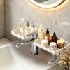19.69 Inch No Drill Quick Drainage Bathroom Sink Shelf Over Faucet for Toothbrushes Cups Cosmetics Shampoos Kitchen Hotel RV