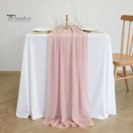 Heat Resistant Table Runner Sheer Flowing Runner, Chiffon Wedding Elegant Solid Color Durable for Dining Home Bridal Shower Party Decor Decorative