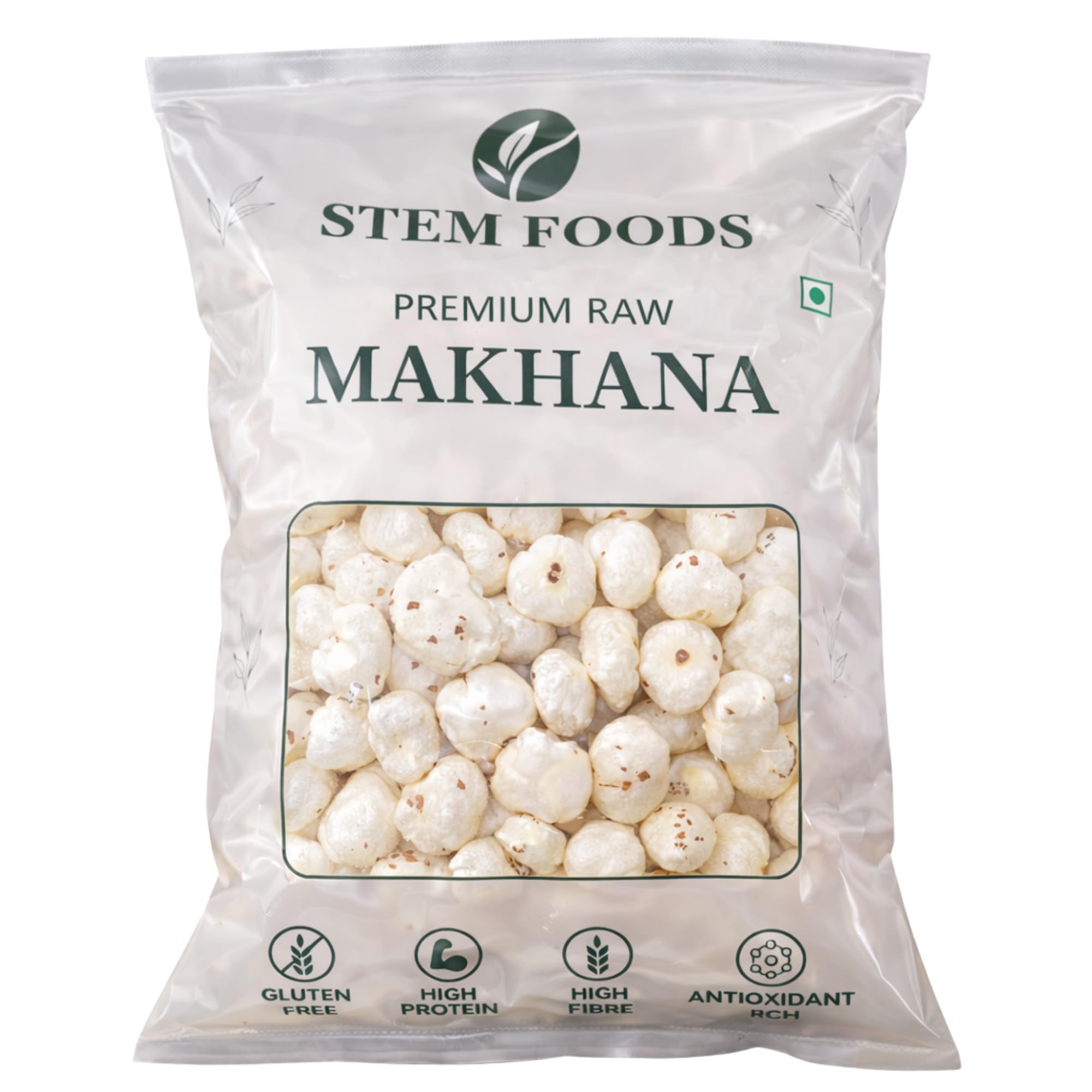 STEM FOODS Premium Raw Makhana Fox Nuts Phool Makhana Gluten Free High Protein High Fibre Healthy Snacks (100g)