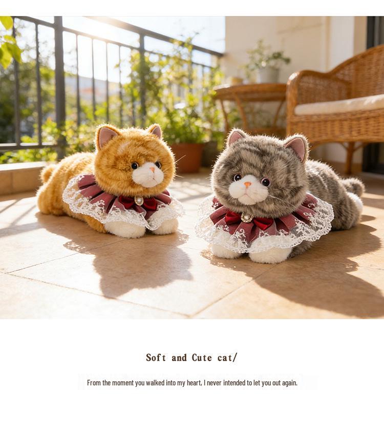 Meowing Plush Cat Doll - Cute Kitten Figurine Toy for Girls