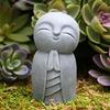 Resin Crafts Small Monk Statue Desktop Art Figurines Grey Little Jizo Buddha Sculpture For Outdoor Garden Decor Ornament