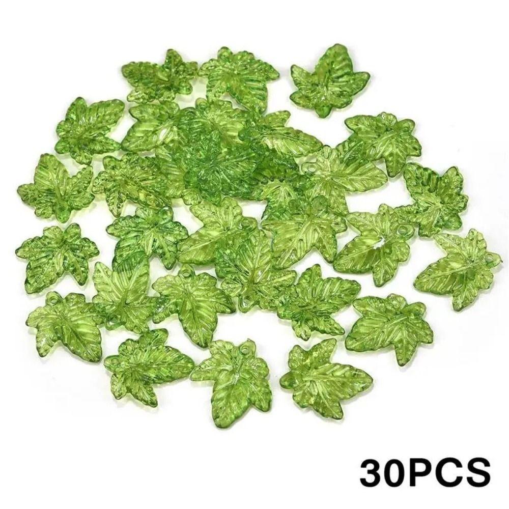 

30 шт. Акриловые бусины зеленые прозрачные в форме листа бусины в форме листа подвески в форме листа бусины для женщин 20X21mm