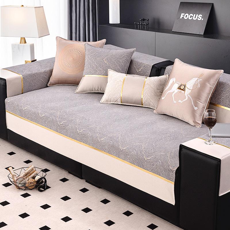 New Sofa Cushion Four-Season Universal Straight Row Sofa Cover Cloth Seat Cushion Light Luxury High-Grade Leather Sofa Cover