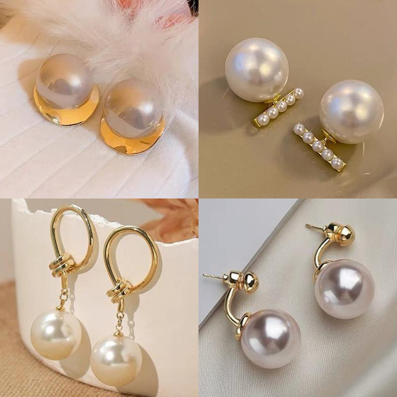 French Elegant Pearl Geometric Earrings Fashion Personality Design Sense Earrings Niche Light Luxury Temperament Earrings Women