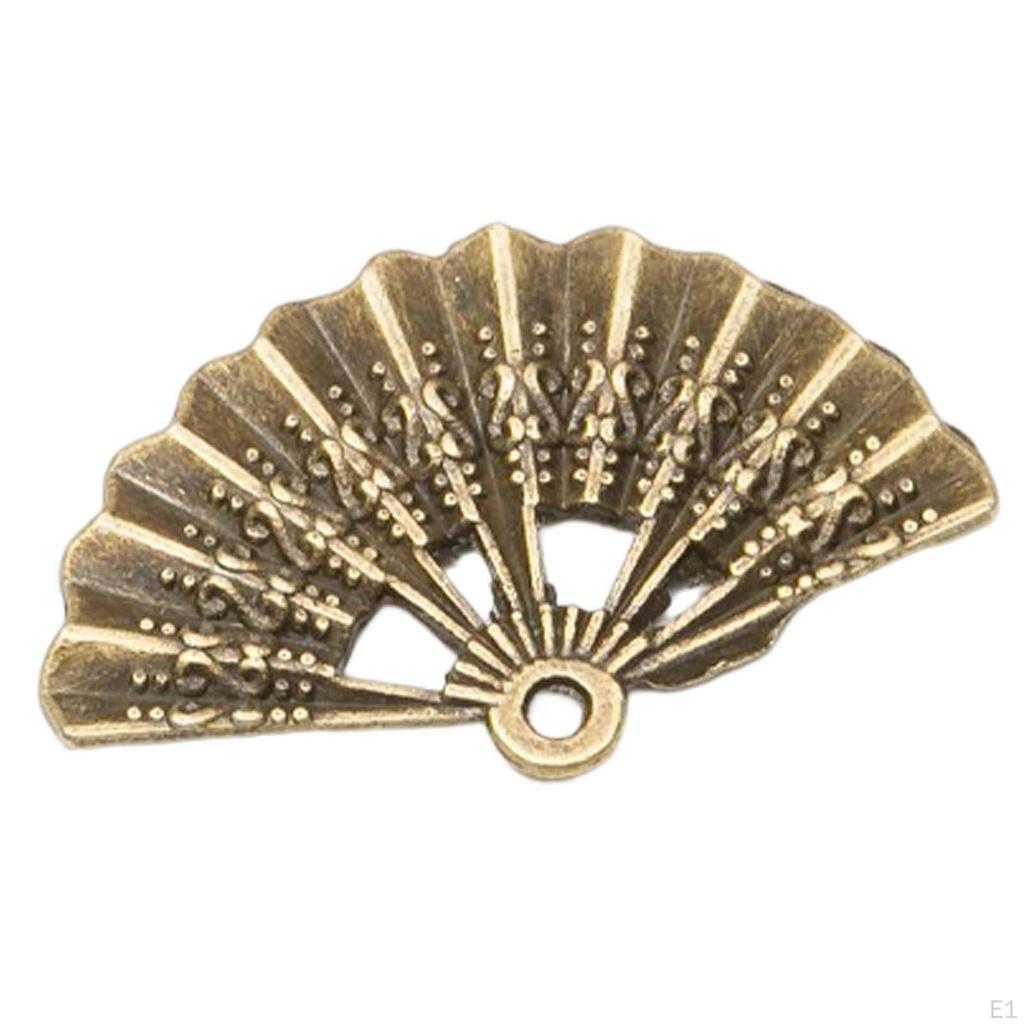50 Metal Fan Shaped Charms Semicircular Pendents for Earrings Hairpin Jewelry Making Necklace DIY