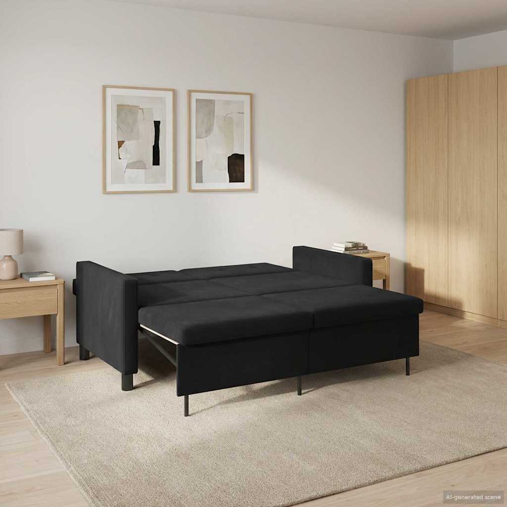 Black Fabric Sofa Bed