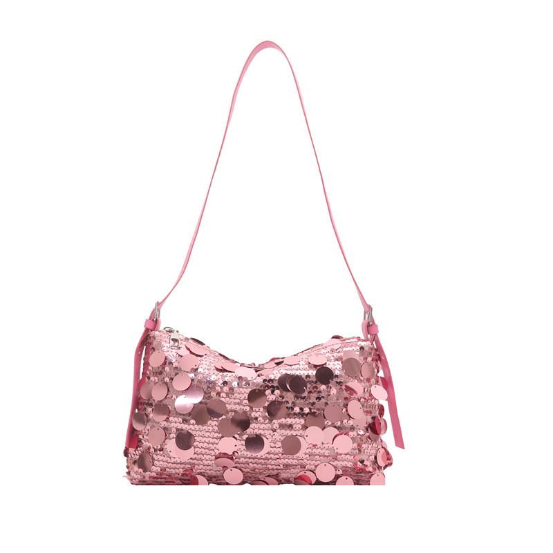 Simple Solid Color Sequin Design Women Casual Shoulder Bag For Street Fashion Looks
