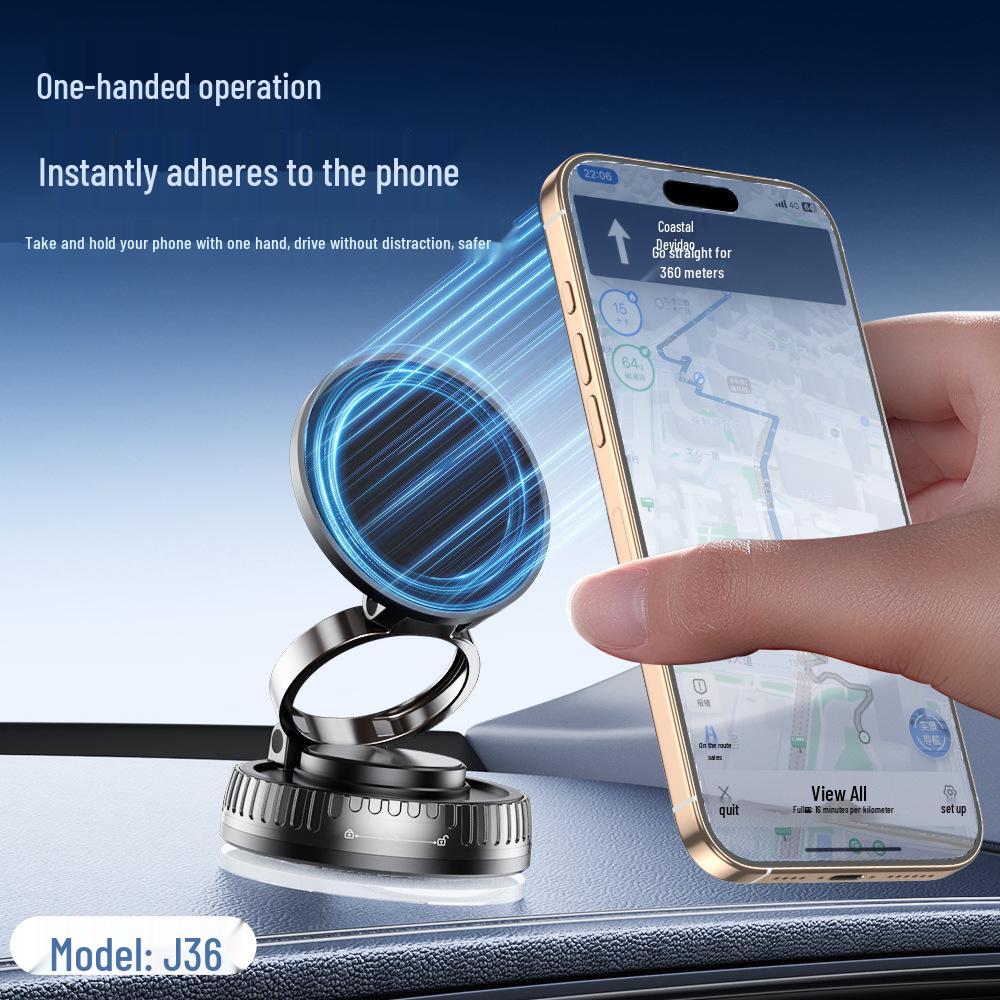 Vacuum Car Phone Holder: Foldable Magnetic Dashboard Mount for Navigation