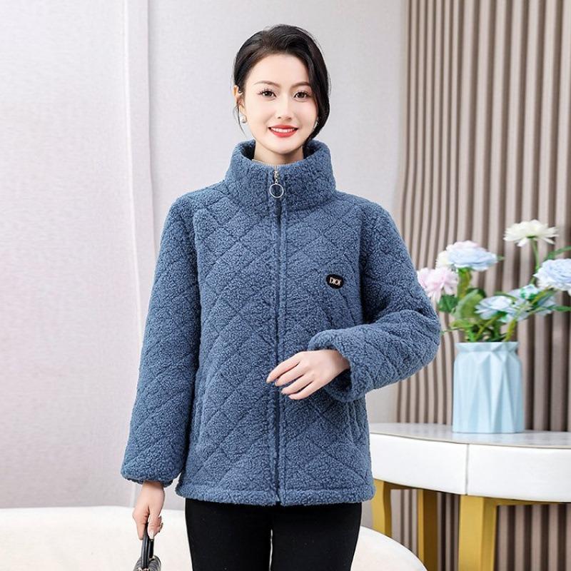 Middle-aged granular jacket winter new winter cotton-padded jacket piled and thickened warm cotton-padded jacket women