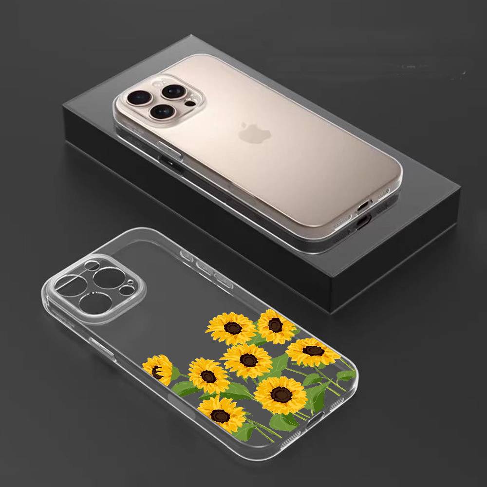 

Beautiful Sunflowers Phone Case For iPhone17,16,15,14,13,12,11 Plus,Pro Max Soft Transparent Cover iPhone17PRO