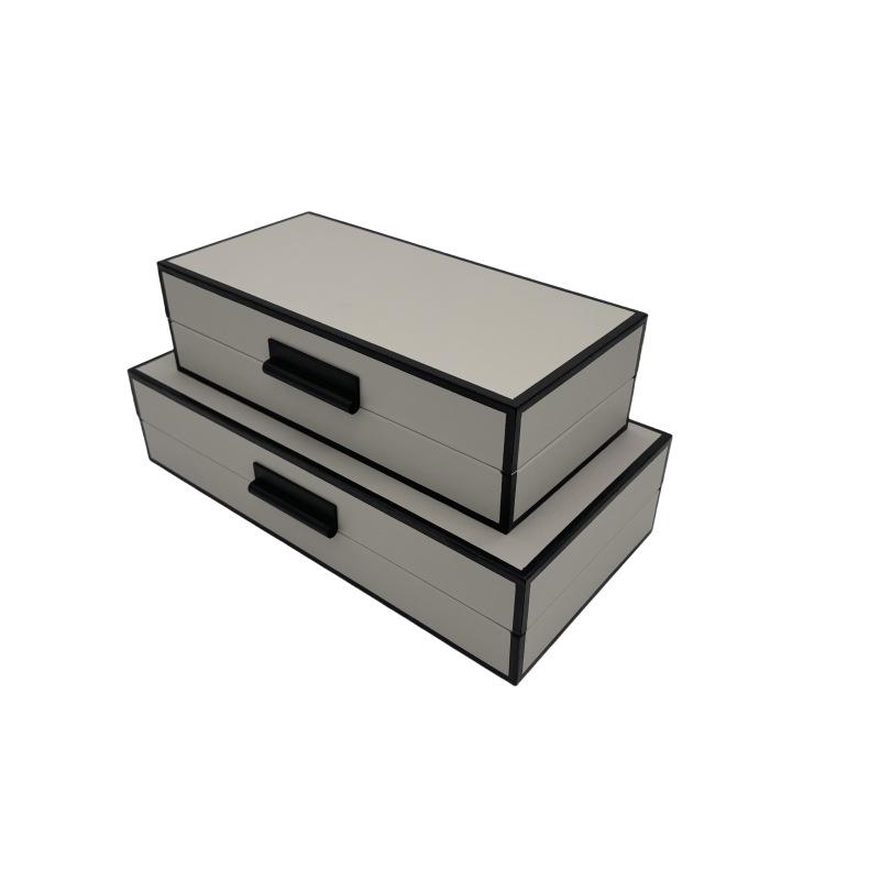 Modern Chinese-Style Cracked Texture PU Leather Decorative Storage for Hotel Bedroom Wardrobe