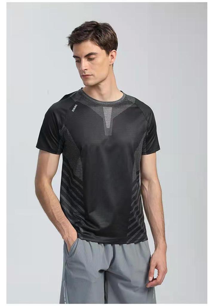 Men's Summer Quick-Dry Short Sleeve Round Neck Sports T-shirt for Running & Fitness