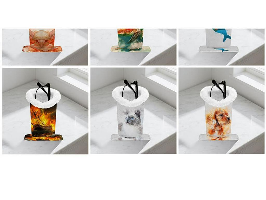 Premium Magnetic Fluffy Eyeglass Stand: Scratch-Proof PU Printed Desktop & Bedside Storage Rack