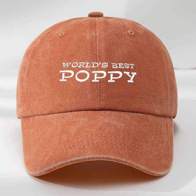 Poppy Letters Three-dimensional Embroidered Baseball Cap Classic Washed Old Retro Peaked Cap Soft Top Adjustable