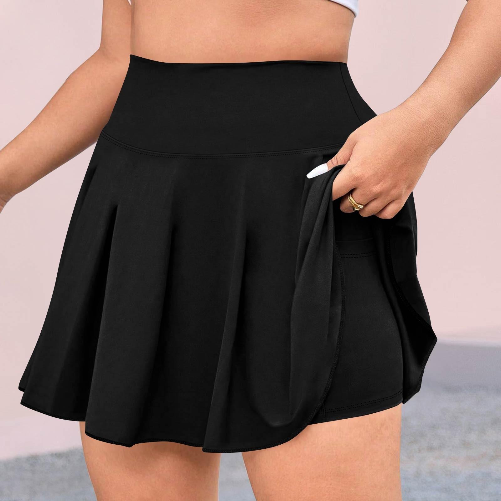 

Женская повседневная однотонная короткая полуюбка с высокой талией, спортивная юбка, плиссированная юбка XXXXXL