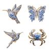 Vintage Chinese Blue White Porcelain Pattern Brooch Insect Plant Design for Collection Clothing Lapel Pin Gift