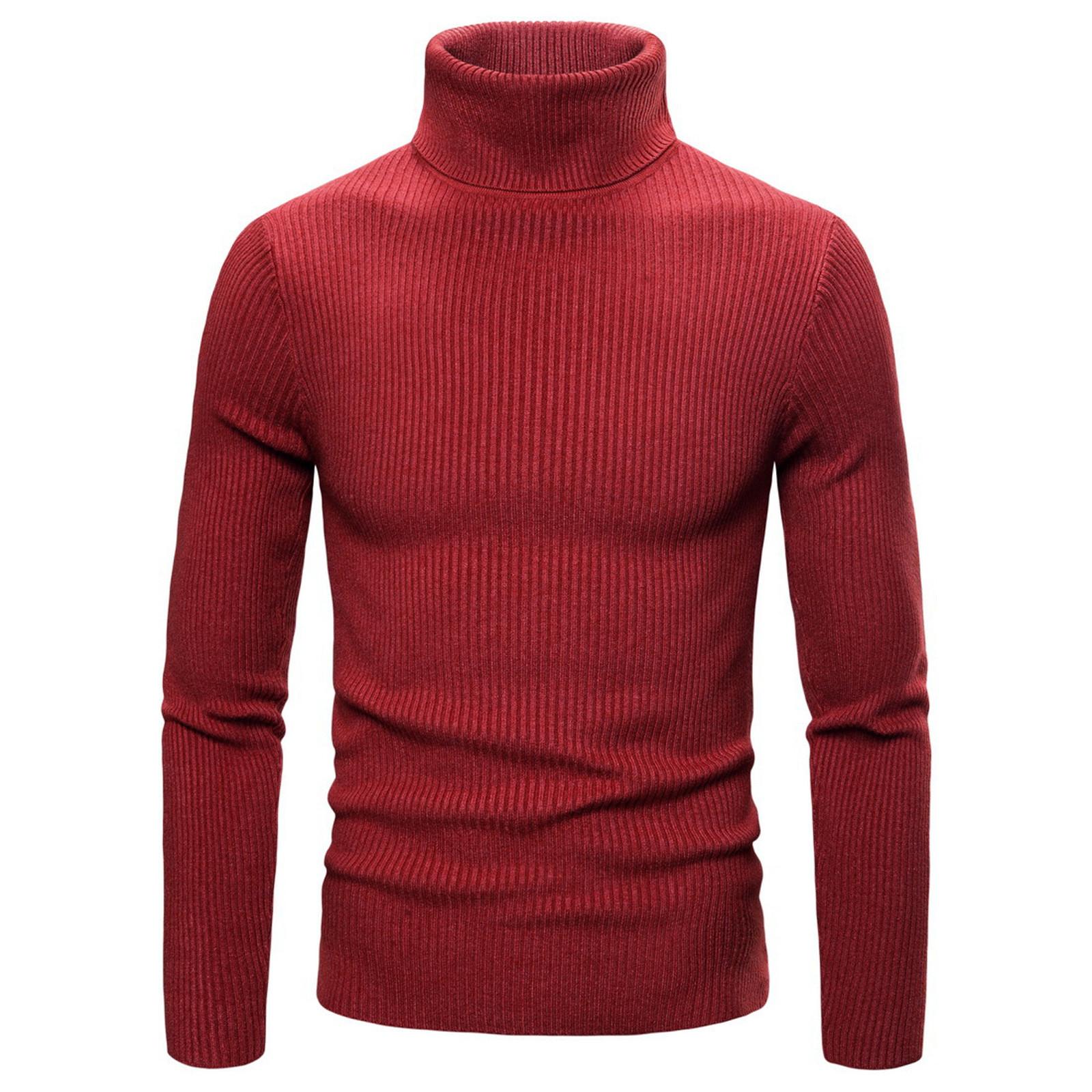 

Men s High Stretch Bottoming Shirt High Lapel Knit Sweater Solid Color Sweater XL красный