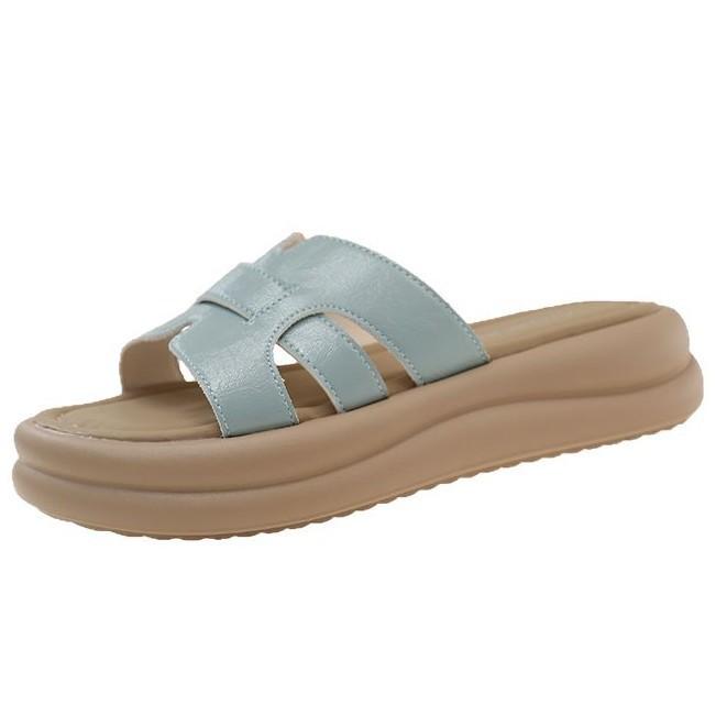 Slippers women's thick-soled versatile women's sandals one-word drag summer silver outer wear 2025 popular shoes casual new models