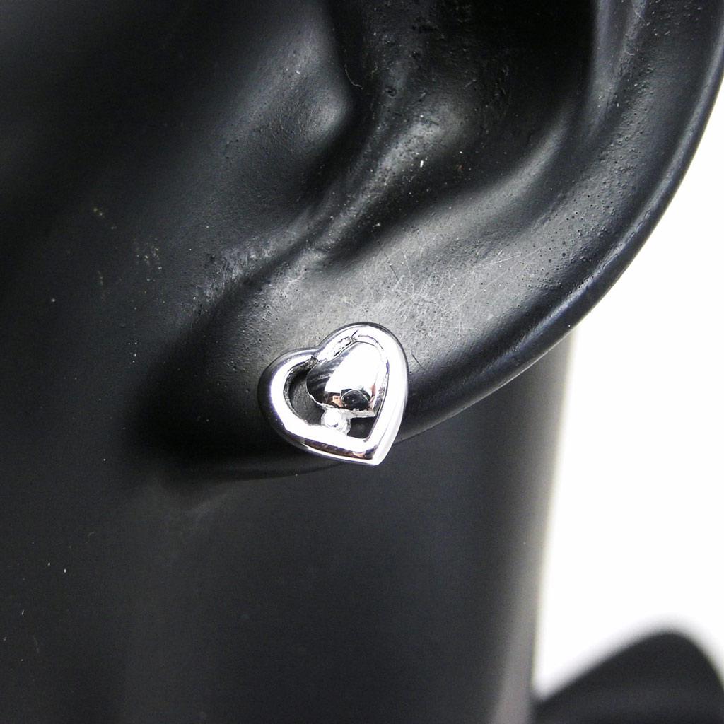 Altesse [F5866] - Silberne 'Sparkling Heart' Ohrringe in Weiß