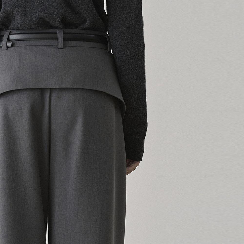 Ssikeoseun Back Detail Wide Trouser - Gray