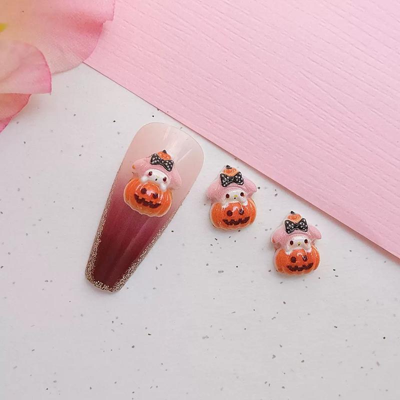 50Pcs New Mini Cartoon Cute Halloween Pumpkin Series Resin Flat Back Scrapbook Diy Nail Decoration Component Holiday Gifts A138