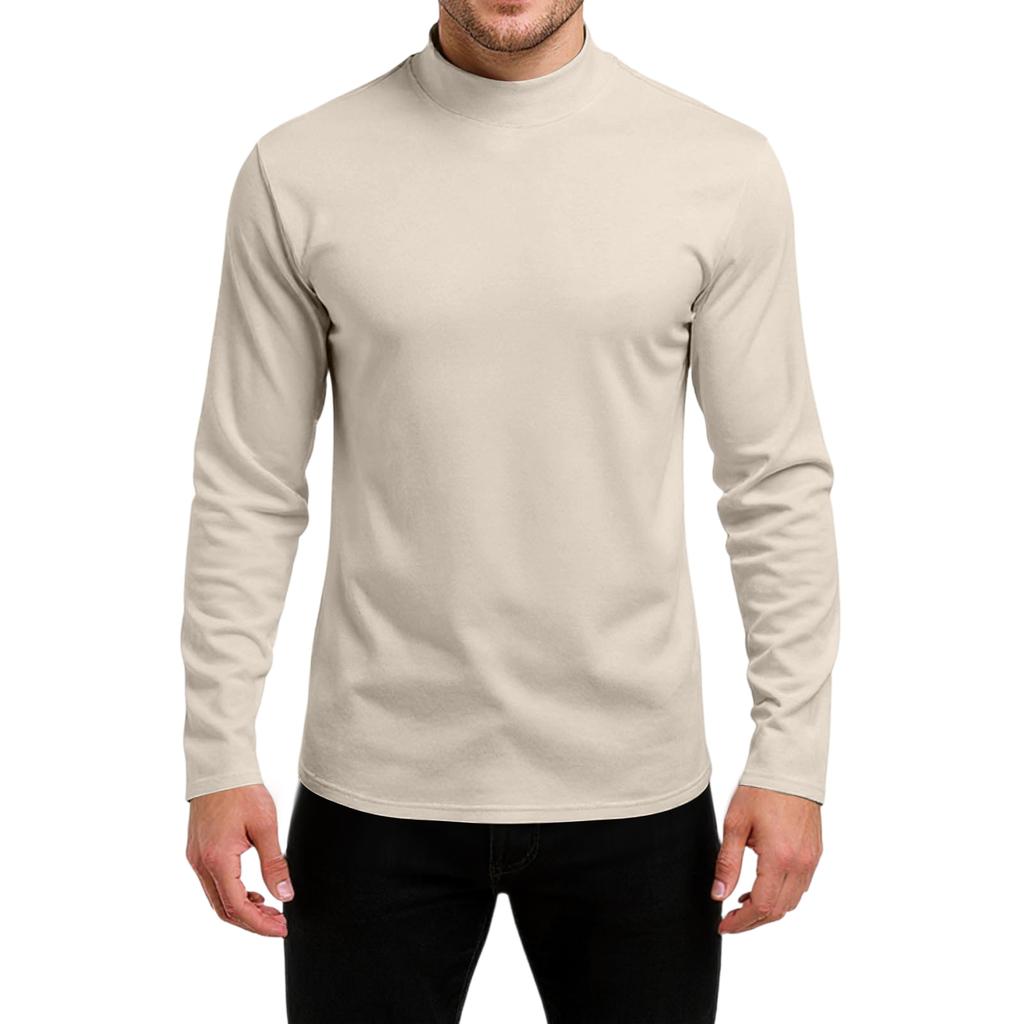 Men's Slim-Fit Casual  Neck Knit Long Sleeve Base Layer Top