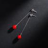 Simple Earline Women'S Long Geometric Temperament Ear Jewelry Red Two-Wear Earrings Festive Fringed Stud Earrings