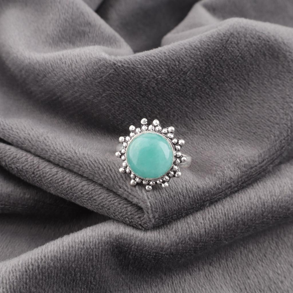 Amazonit Schmuck, 925 Sterlingsilber, Handgefertigter Attraktiver Ring, Boho Amazonit Edelstein Spiritueller Ring Für Frauen